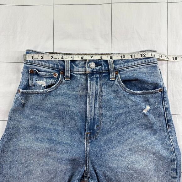 Abercrombie & Fitch Jeans Womens 28 Blue Ankle Straight Knee Patch Ultra High - Picture 6 of 11